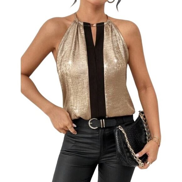 Beautiful Keyhole Collar Halter Lanyard Top - Picture 4 of 4